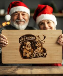 Funny Santa & Reindeer Joke Charcuterie Board Engraving