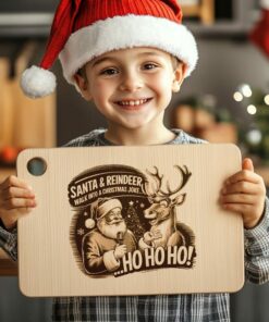 Funny Santa & Reindeer Joke Charcuterie Board Engraving