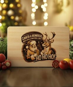 Funny Santa & Reindeer Joke Charcuterie Board Engraving