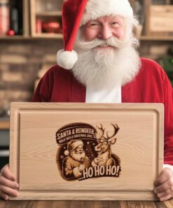 Funny Santa & Reindeer Joke Charcuterie Board Engraving