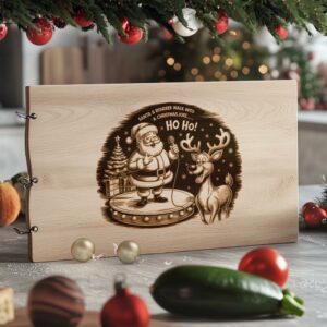 Funny Santa & Reindeer Singing Charcuterie Board Engraving