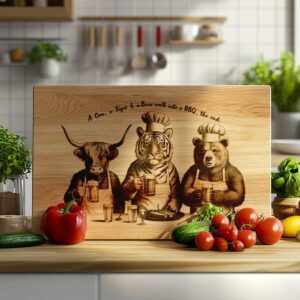 Highland-Kuh & Wildtiere Lasergravierte Charcuterie-Brettdatei