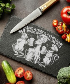 Laser Engraved Slate Cheese Board - Rabbit, Deer