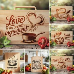 Valentine Love Captions: 6 Charcuterie Board Engraving Files