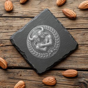 12 Zodiac Horoscope 3D Illusion Slate Coaster Engraving