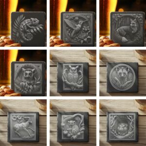 3D Illusion Wild Animals Bundle, Slate Coaster Laser