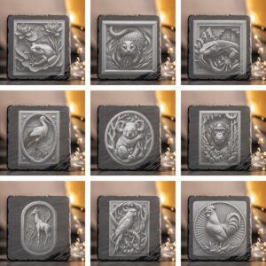 3D Illusion Wild Animals Bundle, Slate Coaster Laser