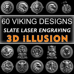 60 3D Illusion Viking, Dragon, Wolf, Eagle Slate