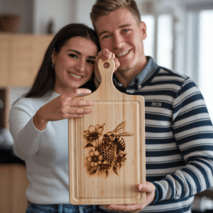 Bienen- und Blumen-3D-Illusion-Charcuterie-Brett-Lasergravurdatei für Küchendekoration
