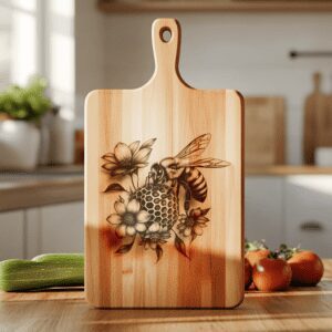 Bee and Flower 3D Illusion Charcuterie Board Laser
