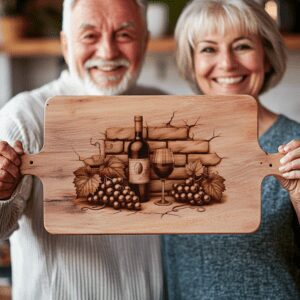 Charcuterie Board Engraving Design, Retro Wine Bottle Art,