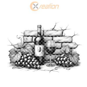 Charcuterie Board Engraving Design, Retro Wine Bottle Art,