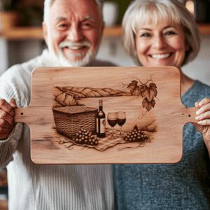 Charcuterie Board Engraving File, 3D Retro Wine Bottle,