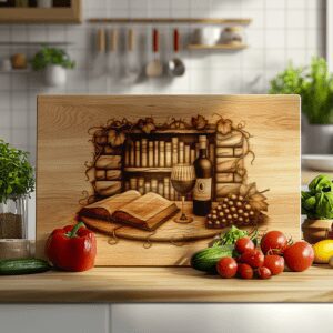 Charcuterie Board Engraving File, Retro Wine Bottle, Brick