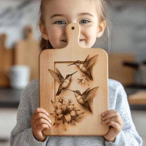 Charcuterie Board Laser Engraving File, Hummingbird Family 3D,