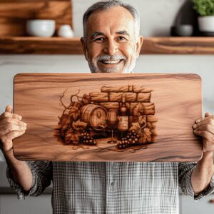Charcuterie Board Laser Engraving File, Retro Wine Bottle,