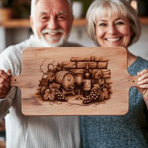 Charcuterie Board Laser Engraving File, Retro Wine Bottle,