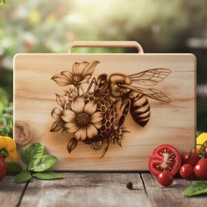Charcuterie Board Laser File, Bee and Flower 3D