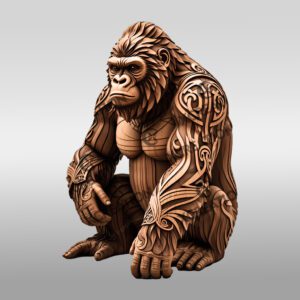 Gorille, Art d'Illusion 3D, Fichier de Gravure Laser Faune pour Projets de Bricolage