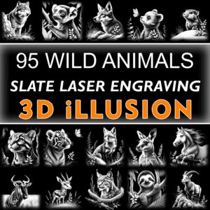 Wild Animals Bundle, Slate Coaster Laser Engraving Files