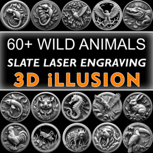 3D Roman Warrior Illusion Design Bundle, Slate Coaster Engraving
