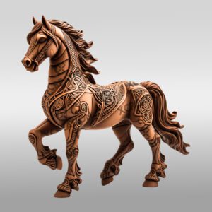 Design de gravure laser en 3D de cheval, motif unique d'art animal pour machines.
