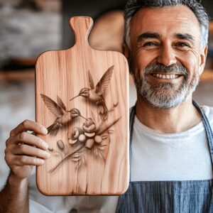 Hummingbird 3D Illusion Charcuterie Board Laser Engraving File