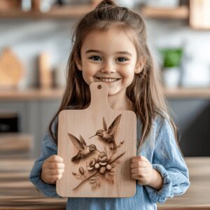 Hummingbird 3D Illusion Charcuterie Board Laser Engraving File