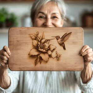 Hummingbird 3D Illusion Charcuterie Board Laser File, Unique