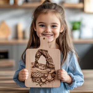 Laser Engraved Charcuterie Board, American Meal Theme, Unique