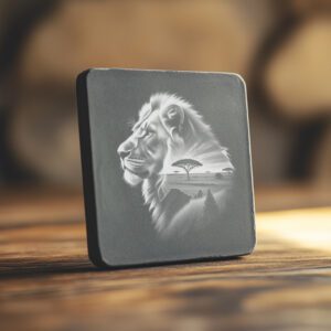 Fichier de gravure sur pierre tombale, double exposition, tête de lion, modèle de téléchargement instantané