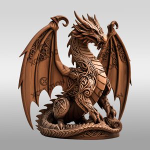 Conception d'estampillage laser 3D illusion de dragon majestueux, fichier numérique PNG pour l'artisanat