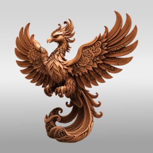 Phoenix 3D Art Design, Laser Engraving Template, Unique