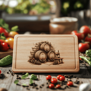 Retro Wine Barrel Charcuterie Board Laser Engraving File,