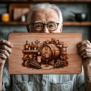 Retro Wine Bottle and Brick Wall Charcuterie Board