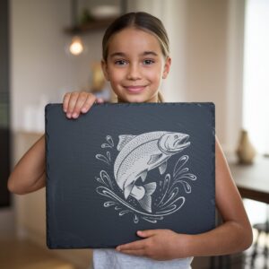 Slate Cheese Board Engraving File, Fish Jumping Water