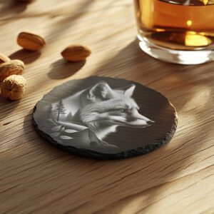 Slate Coaster Laser Engraving File, Double Exposure Wolf,