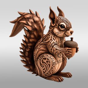 Écureuil Illusion 3D Art de Gravure Laser, Fichier de Conception Faune, Projet Créatif