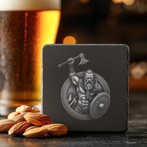 Fichier gravure sur pierre tombale en illusion 3D de guerrier viking, coaster, PNG décor de haute qualité