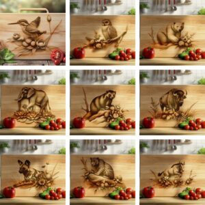 Wild Animal 3D Illusion Charcuterie Board Laser Engraving