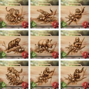 Wild Animal 3D Illusion Charcuterie Board Laser Engraving