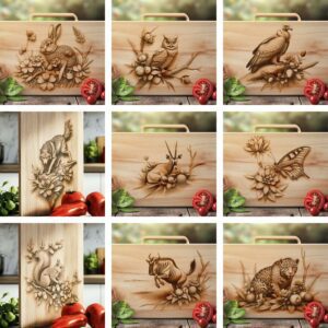 Wild Animal 3D Illusion Charcuterie Board Laser Engraving
