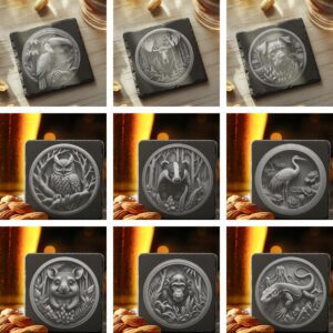 Wild Animal 3D Illusion Slate Coaster Laser Engraving