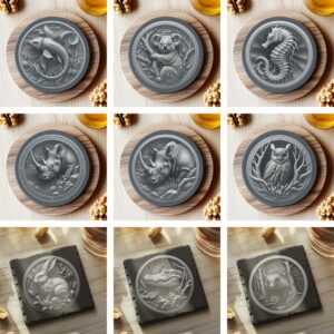 Wild Animal 3D Illusion Slate Coaster Laser Engraving