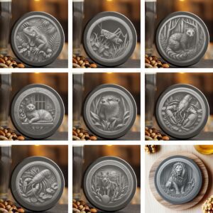 Wild Animal 3D Illusion Slate Coaster Laser Engraving