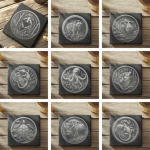 Wild Animal 3D Illusion Slate Coaster Laser Engraving