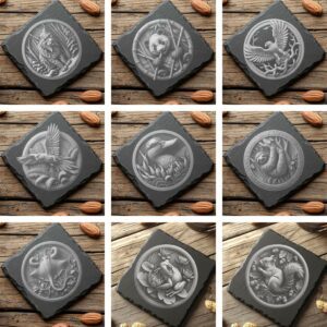 Wild Animal 3D Illusion Slate Coaster Laser Engraving