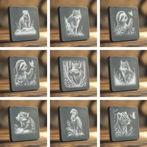 Wild Animals Bundle, Slate Coaster Laser Engraving Files,