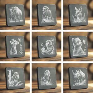 Wild Animals Bundle, Slate Coaster Laser Engraving Files,