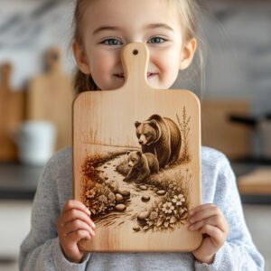 Bear Charcuterie Board Engraving File, Rustic Nature Kitchen
